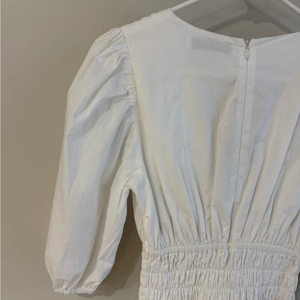 Faithful the Brand Valledoria Puff Sleeve V-neck Mini Dress - White - US Size 4 - Picture 12 of 15